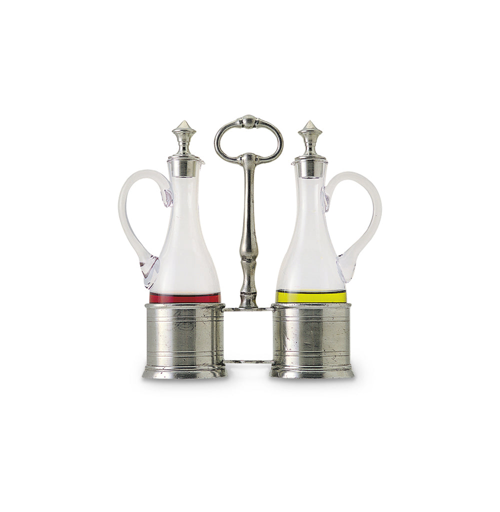 Oil and Vinegar Set with Pewter Tops, Set of 2
