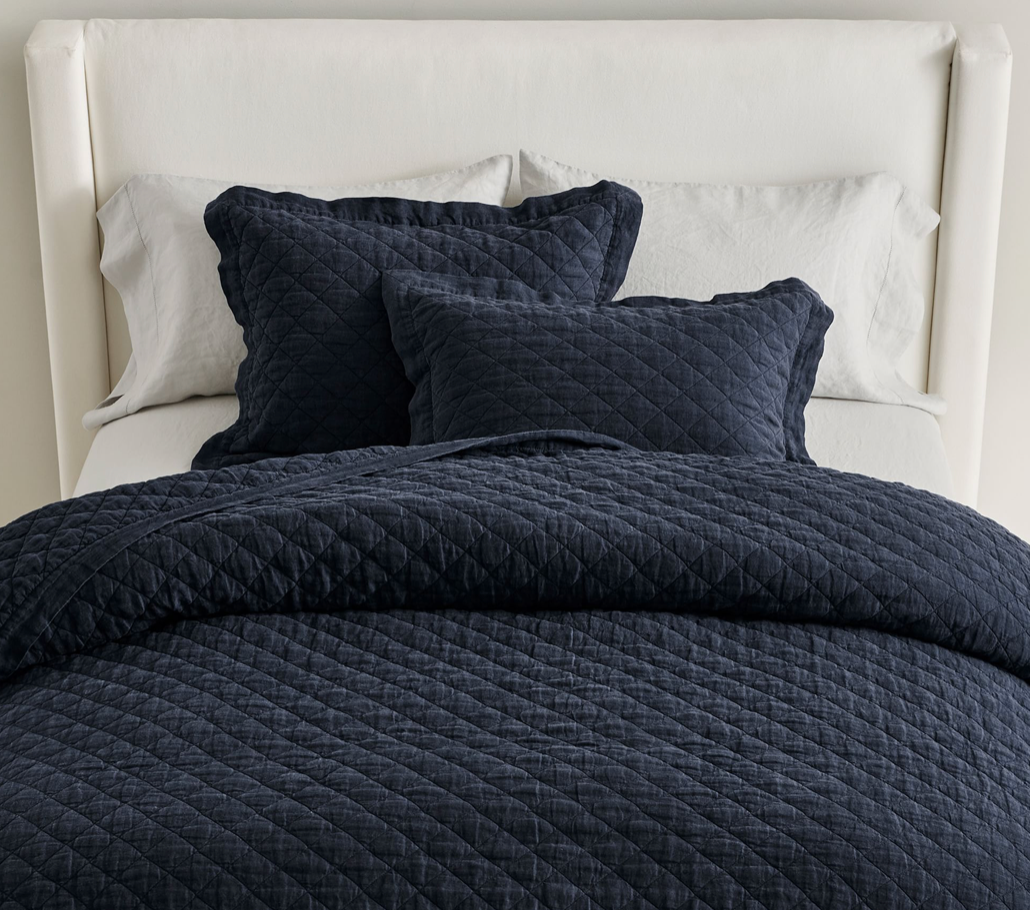 Belgian Flax Linen Diamond Quilt