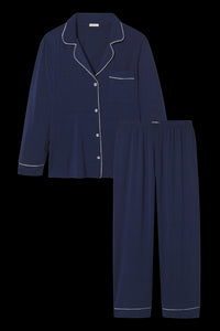 Gisele Long PJ Set in Navy/Ivory