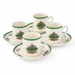 Christmas Tree Set of 4 Espresso Cup & Saucer