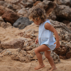 Baby Boy's Pacific Blue Stripe Bubble Romper