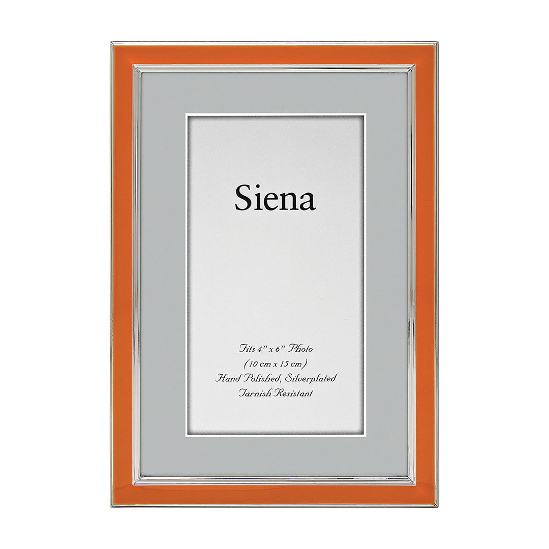 4x6 Orange Enamel Silver Plated Picture Frame