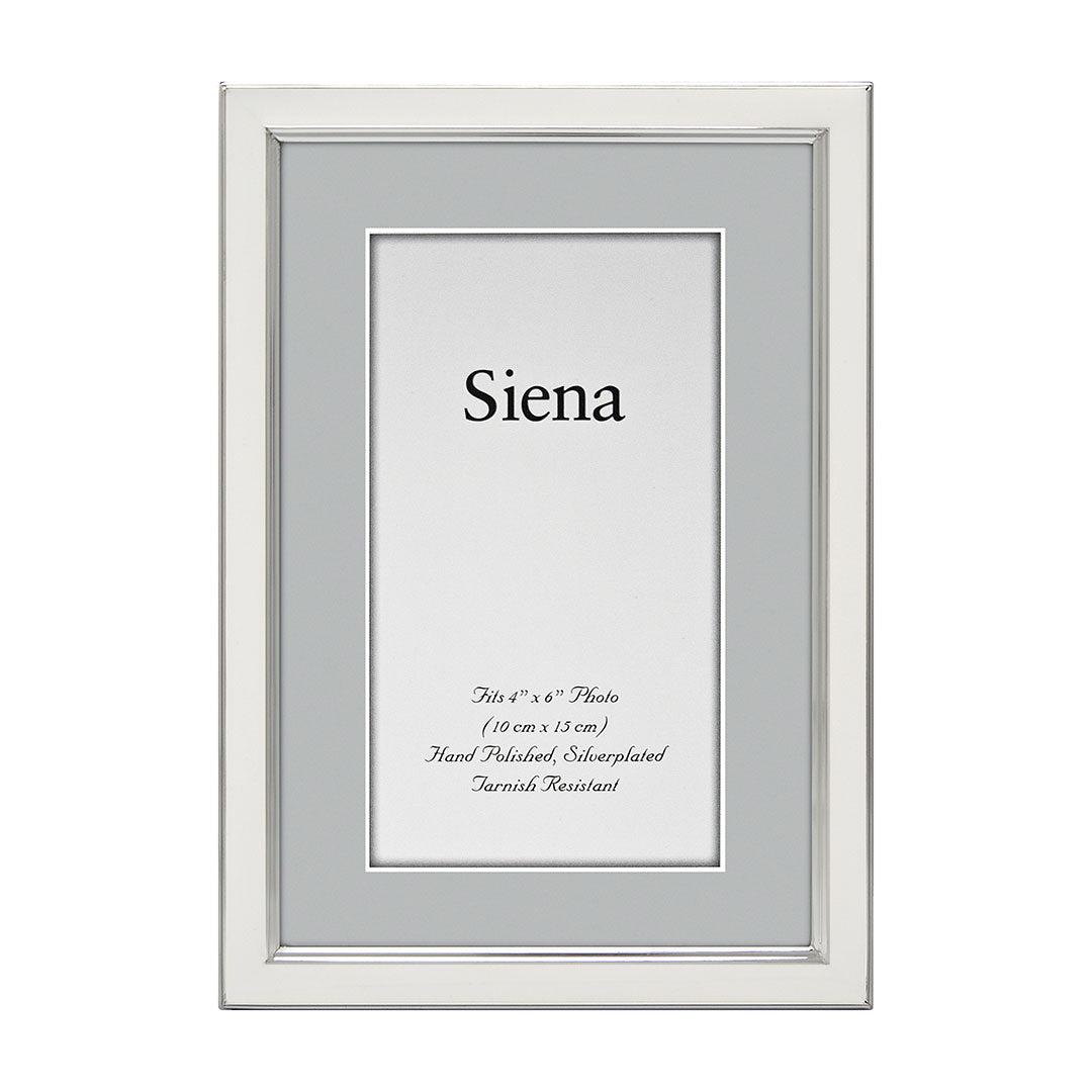 4x6 White Enamel Silver Plated Picture Frame
