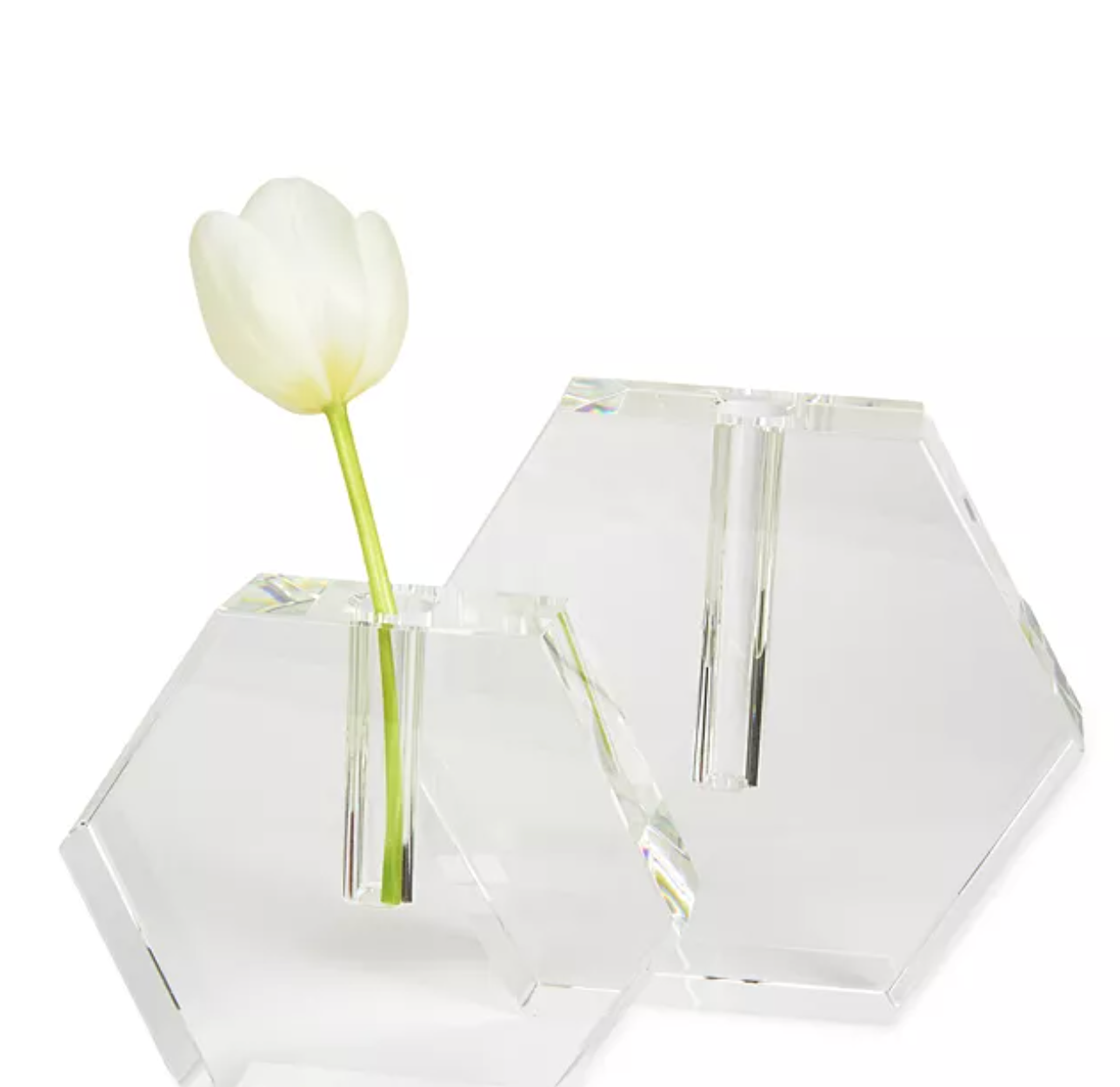Crystal Clear Hexagon Flat Vase