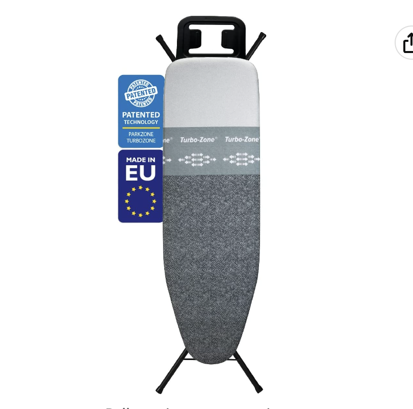Bartnelli Classic Ironing Board with New Patent Technology | Made in Europe Iron Board with Patent Fast-Glide Zone, 4 Layer Cover & Pad, Height Adjustable, Safety Iron Rest, 4 Premium Steel Legs