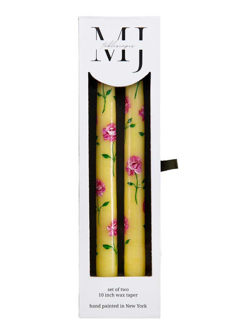 Pink and White Floral Hand-Painted Taper Candles, Set of 2 Marketplace  Candles by undefined