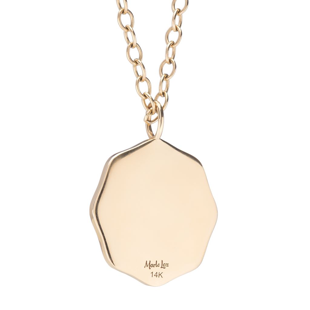 Large Enamel Porte Bonheur Necklace with Diamond Halo