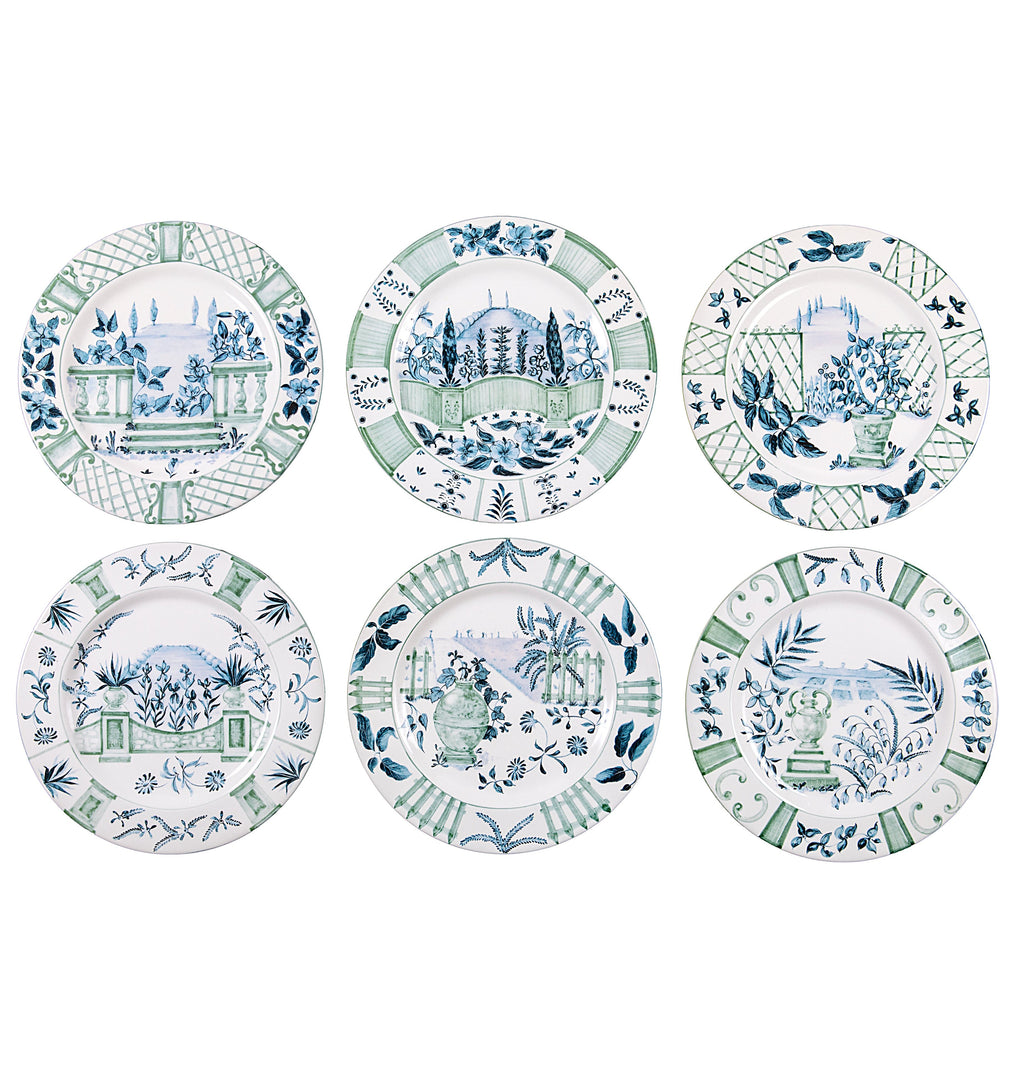 Blue Italian Views Plates Collection, Set of 6
