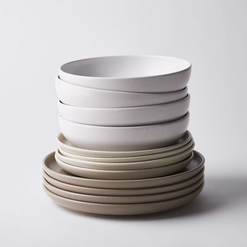 Casafina Modern Classic Ceramic Dinnerware - 12 pc w/pasta bowl, Ombre mixed set