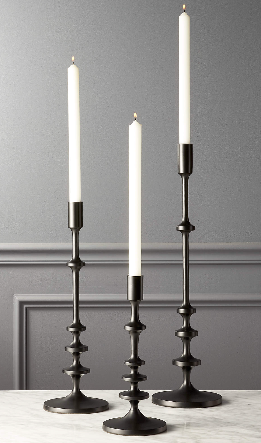 Allis Black Taper Candle Holders Set of 3