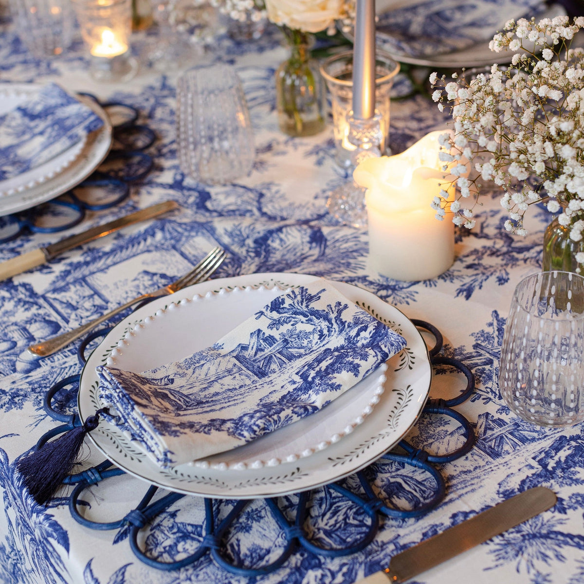 Blue Toile Napkins, Set of 4