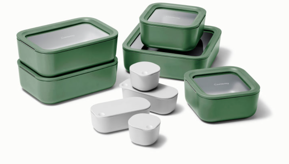 Ceramic-Coated Glass Food Container Set with Lids