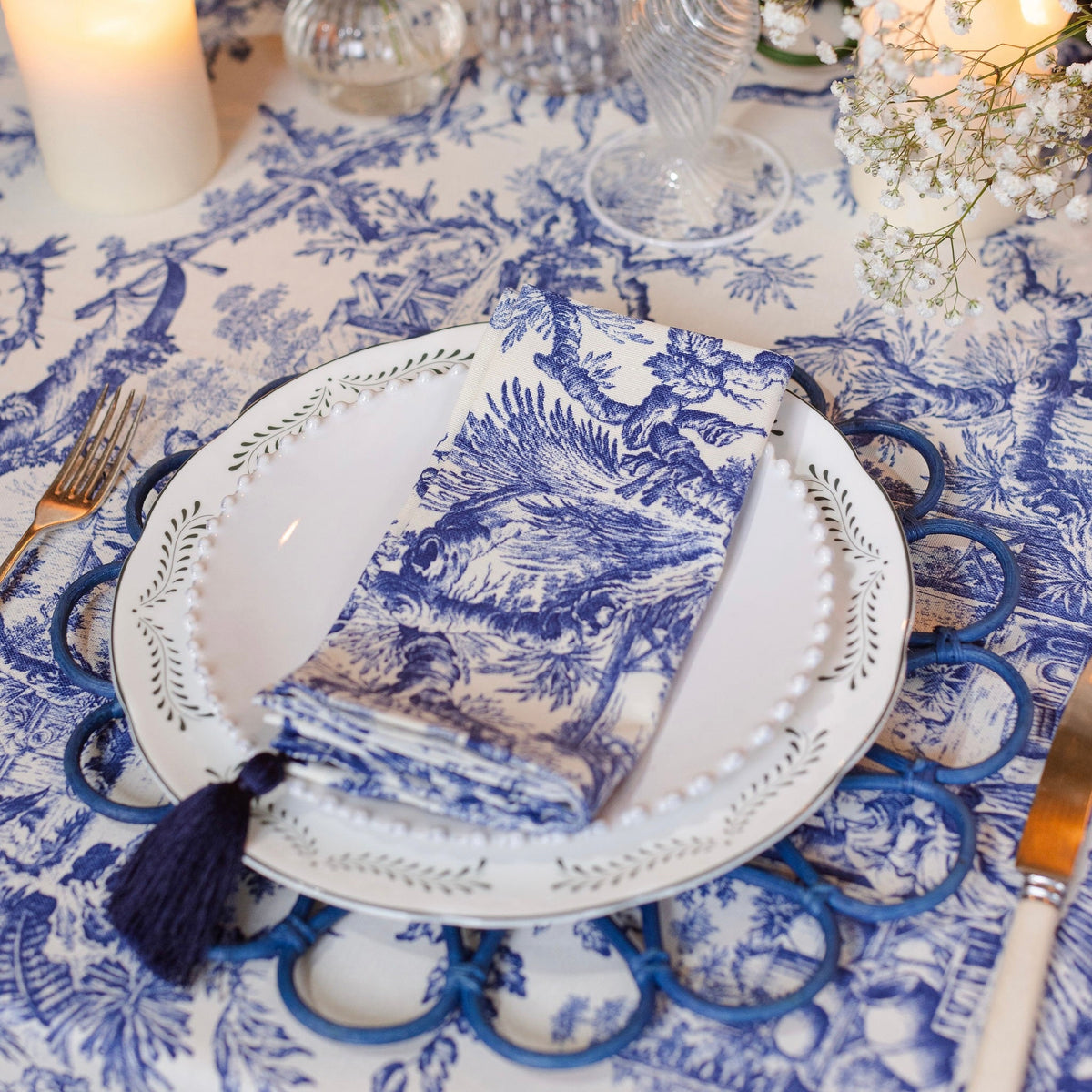 Blue Toile Napkins, Set of 4