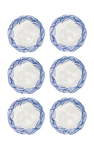 Set-of-Six Lily Of The Valley Ceramic Salad Plates