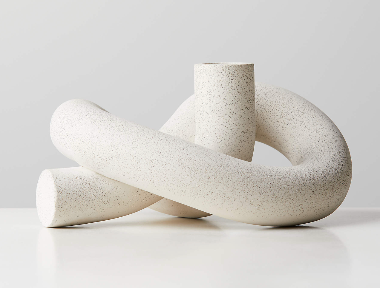 Asha Speckled Cement Knotted Taper Candle Holder