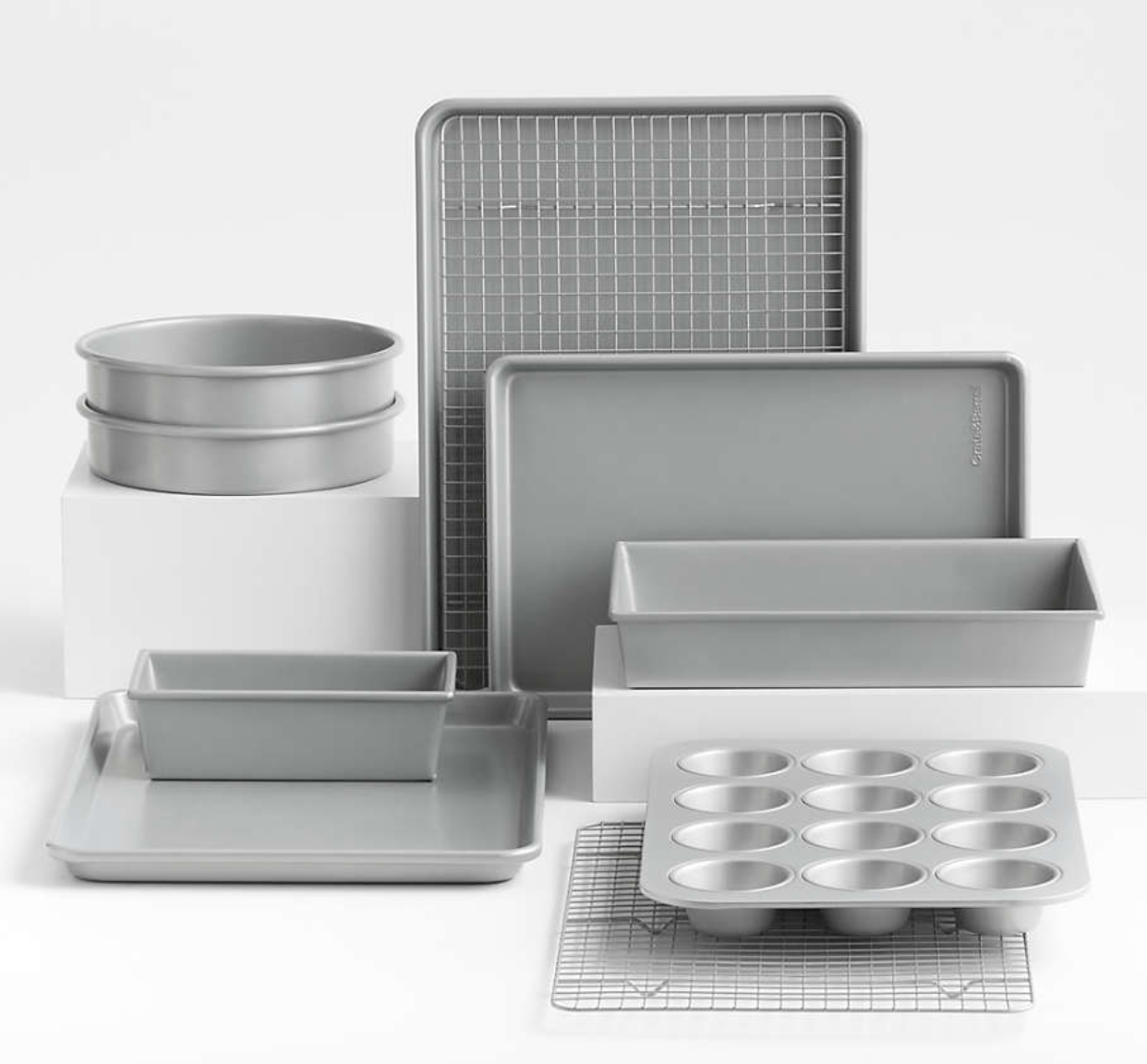 Crate & Barrel Silver 10-Piece Non-Stick Bakeware Set
