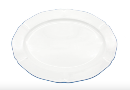 Amelie 14 in. Oval Platter with Royal Blue Rim