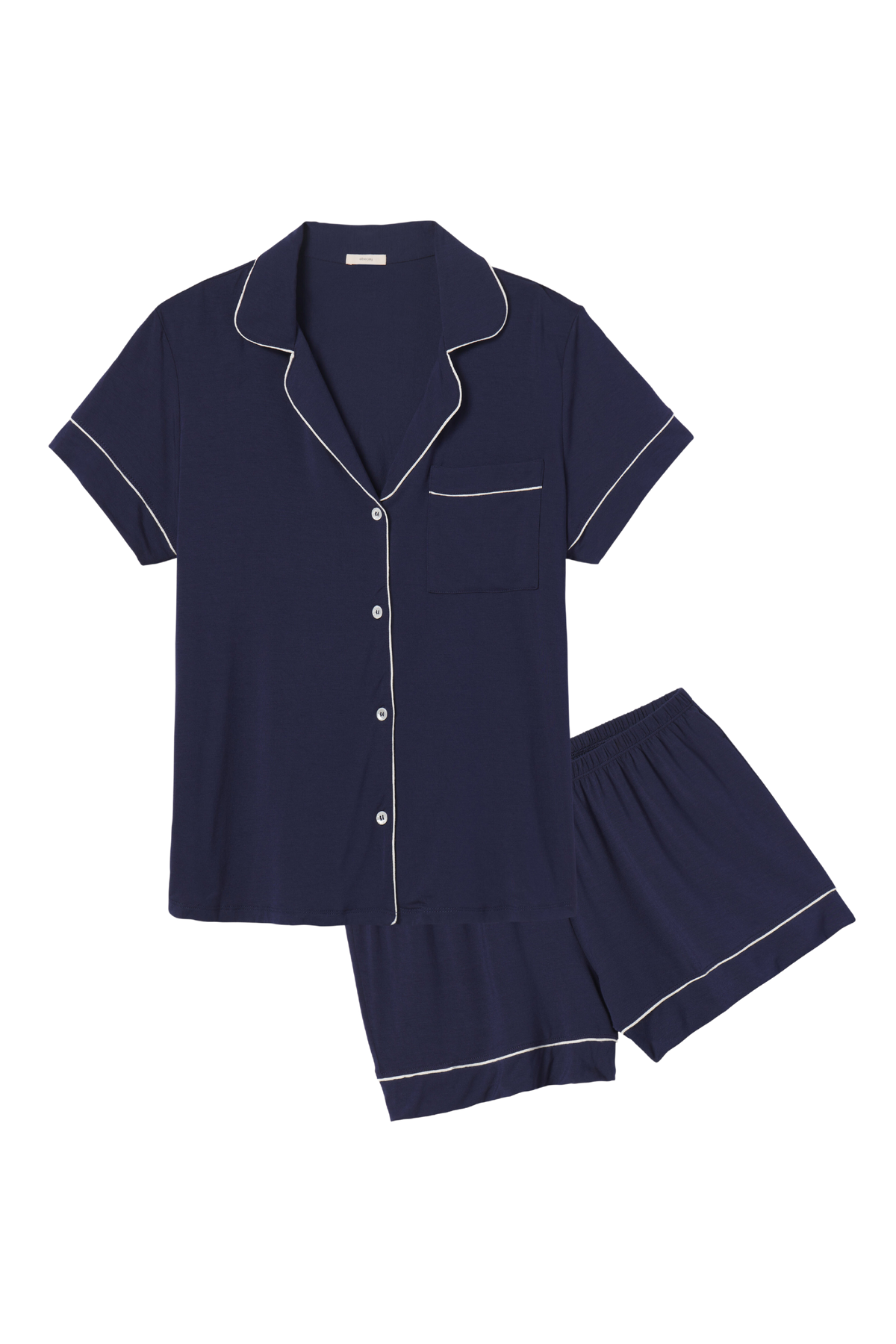 Gisele Relaxed Short PJ Set in Navy/Ivory