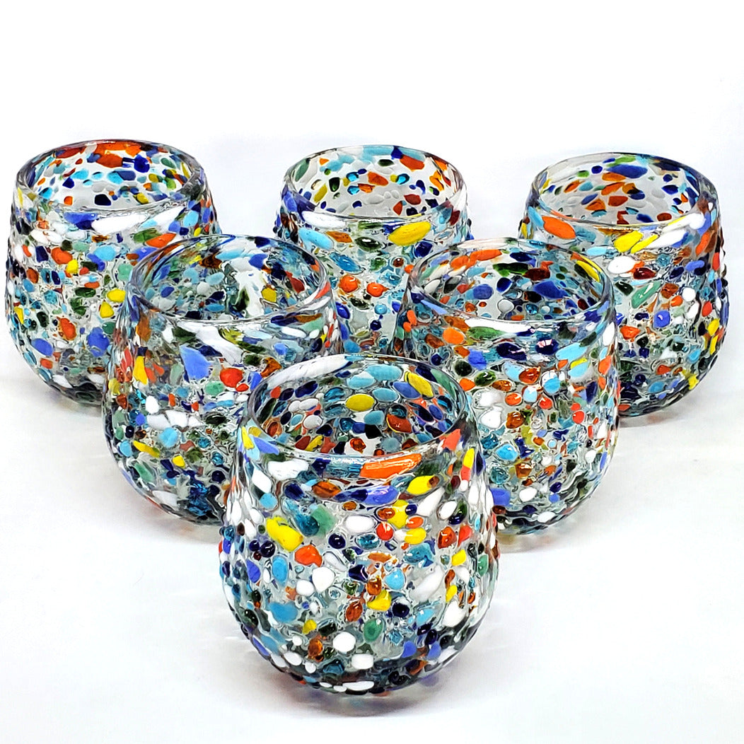 Confetti Rocks 16 oz Stemless Wine Glasses (set of 6)