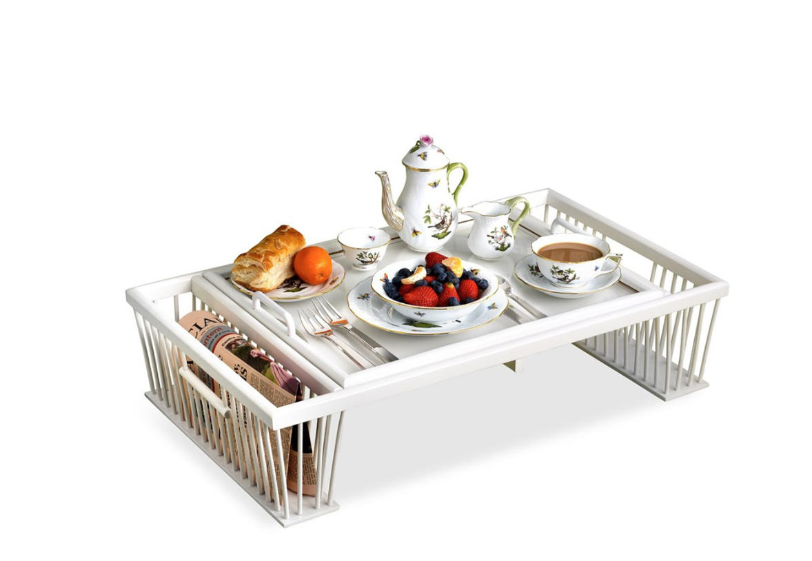 Breakfast Bed Tray with Reading Rack, White