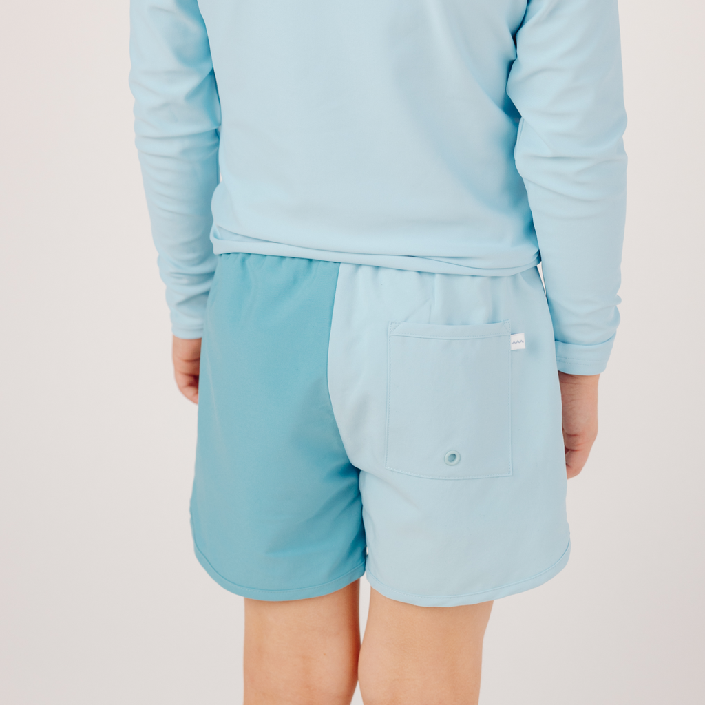 Boy's Pacific Blue Colorblock Boardie