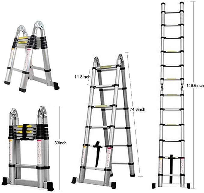 BOWEITI 12.5FT Telescoping Ladder