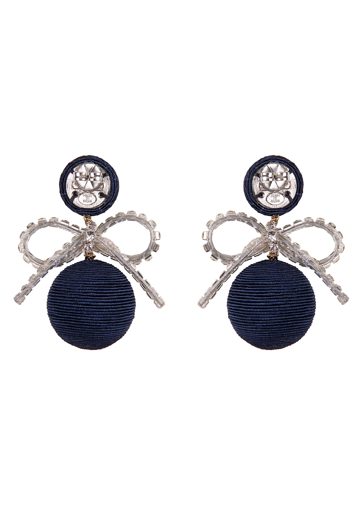 Bon Bon Crystal Bow Earring in Navy