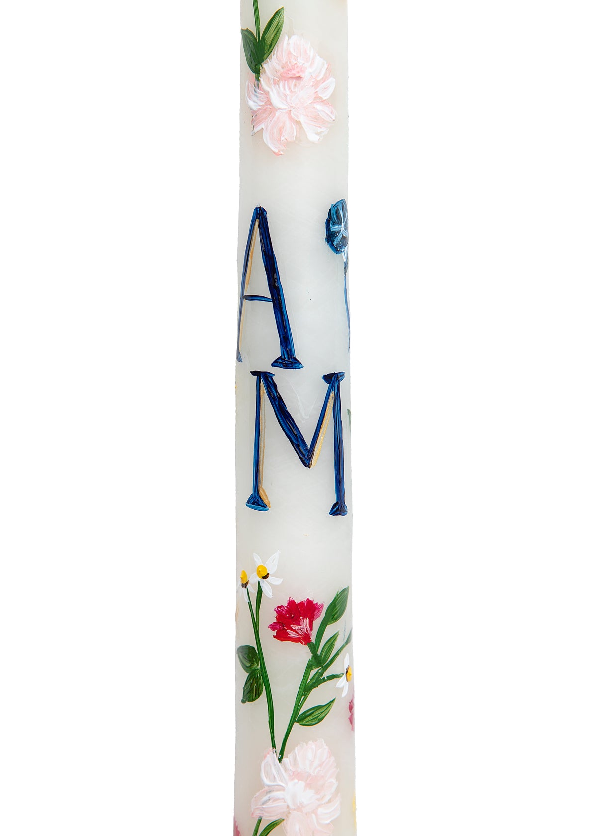 OTM Exclusive: Ivory Floral Monogram Hand-Painted Taper Candles, Set of Two
