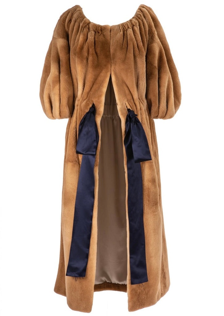 Hendrix Faux Mink Coat in Camel