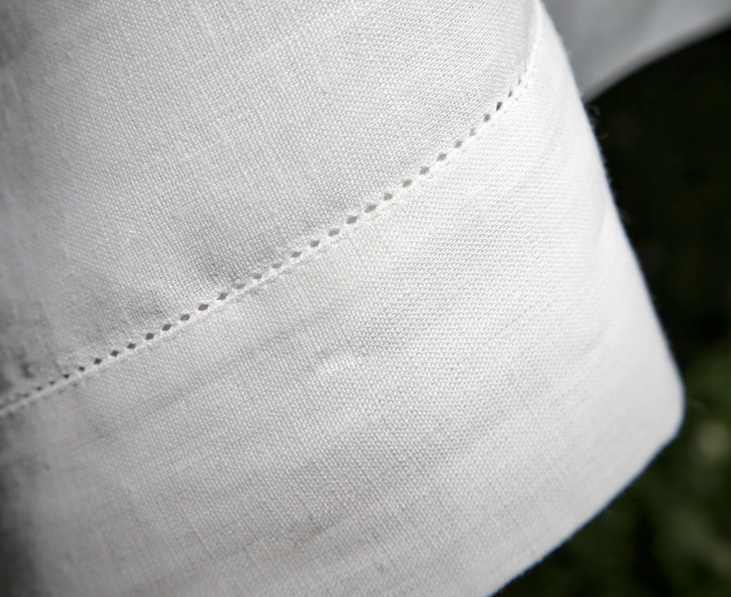 Summerill & Bishop Beautiful White Hemstitch Linen Tablecloth