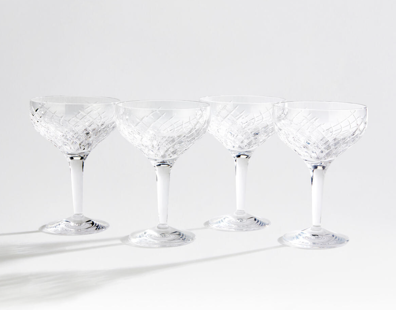 Barwell Cut Crystal Champagne Coupe, Set of Four