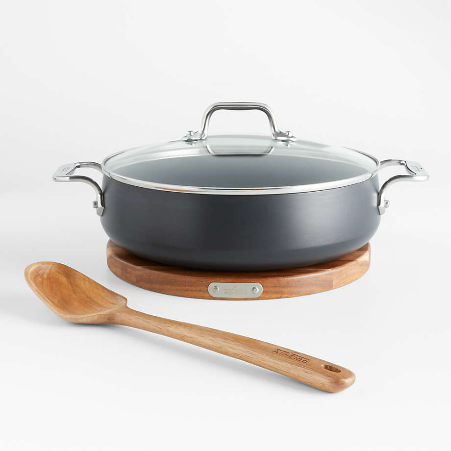 All-Clad ® HA1 Non-Stick 4-Qt. Sauteuse Pan with Lid, Acacia Wood Trivet and Spoon