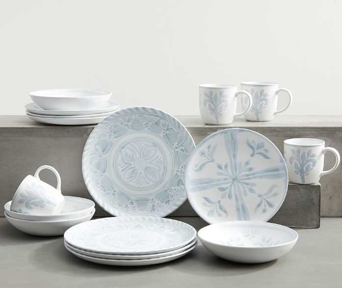 Chambray Tile Stoneware 16-Piece Dinnerware Set