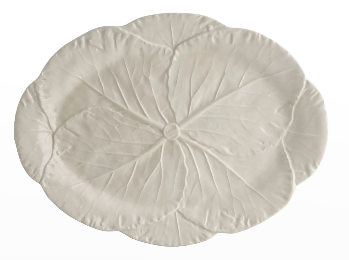Bordallo PinheiroCabbage 17" Oval Platter, Beige