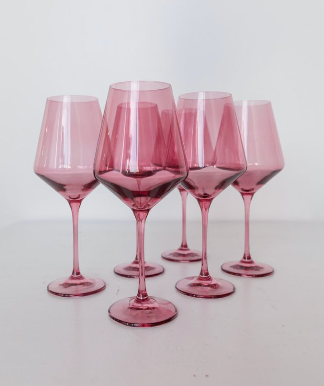Colored Wine Stemware - Set of 6 {Rose}