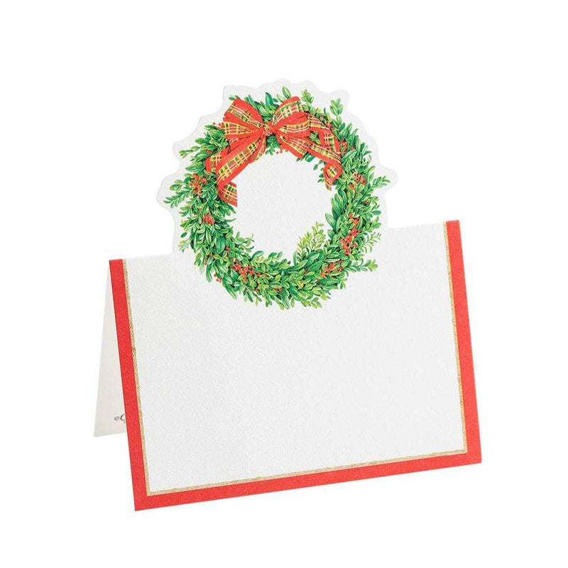 Boxwood and Berries Wreath Die-Cut Place Cards, Set of 8