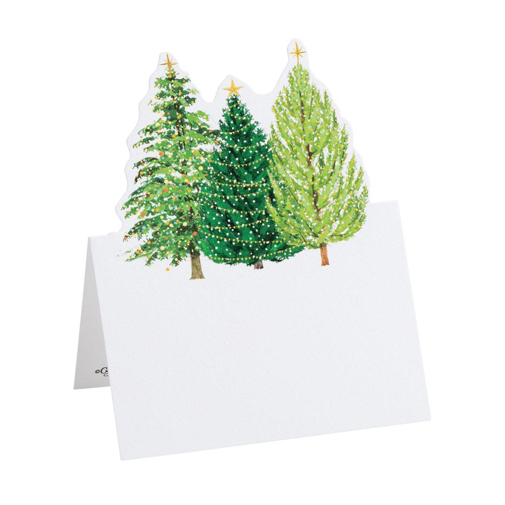 Christmas Trees with Lights Die-Cut Place Cards, Set of 8