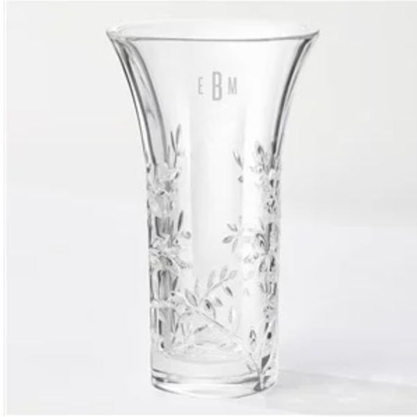 Classic Engraved Vera Wang Crystal Leaf Vase - #41455