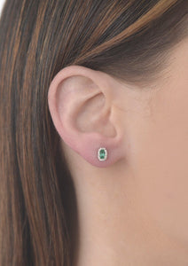 Octagon Emerald and Diamond Earrings