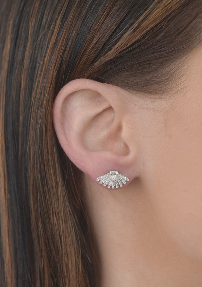 Rounded Fan Diamond Earrings