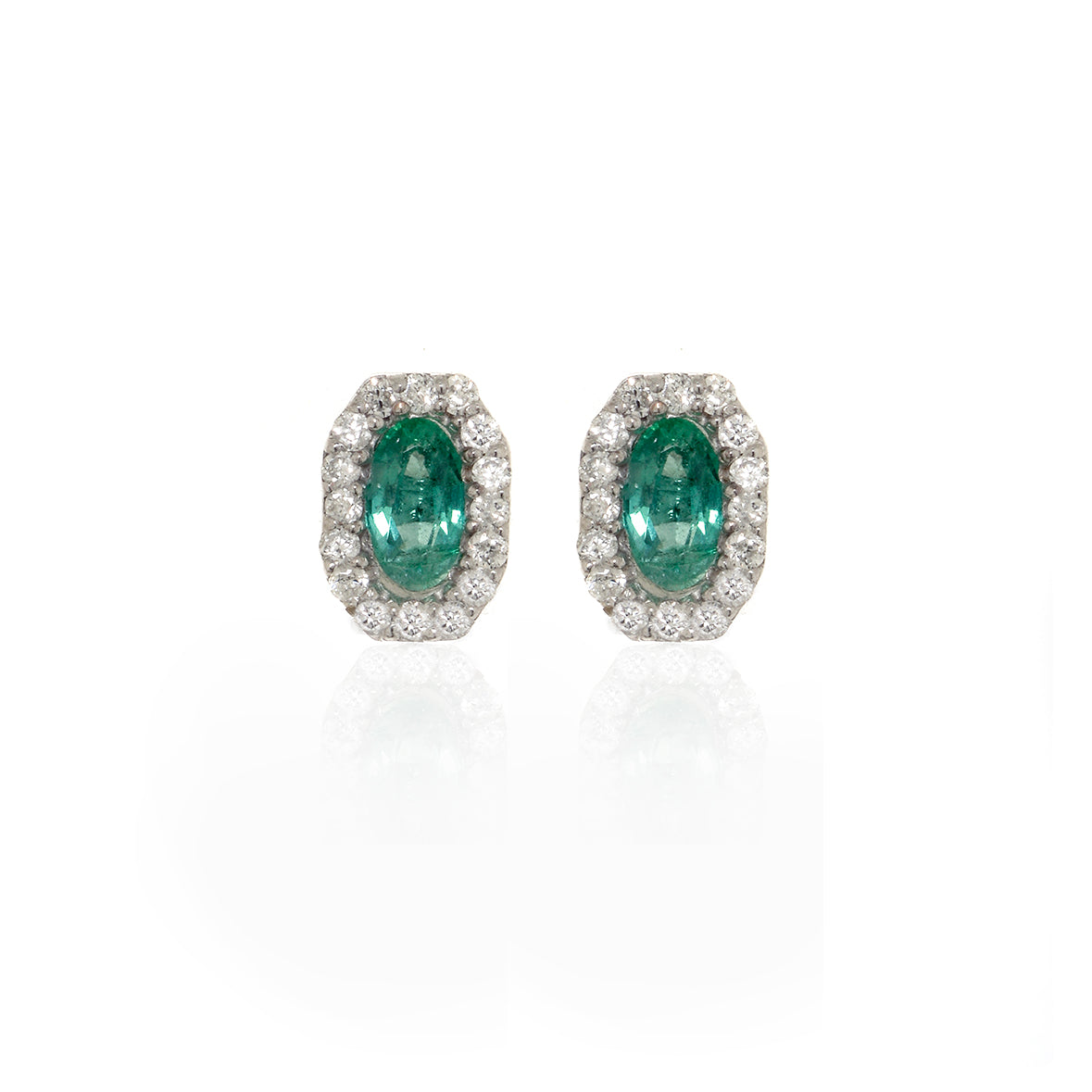 Octagon Emerald and Diamond Earrings