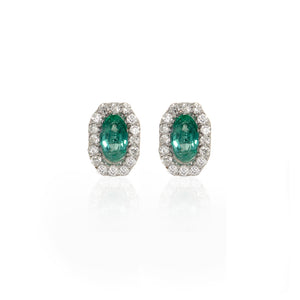 Octagon Emerald and Diamond Earrings