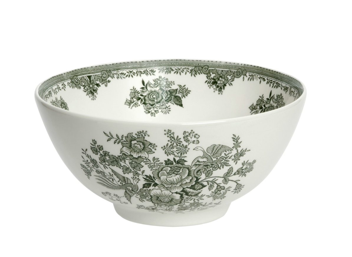 Dark Green Asiatic Pheasants Large Footed Bowl