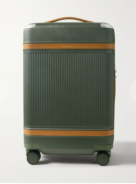 Aviator Carry-On Plus vegan leather-trimmed recycled hardshell suitcase