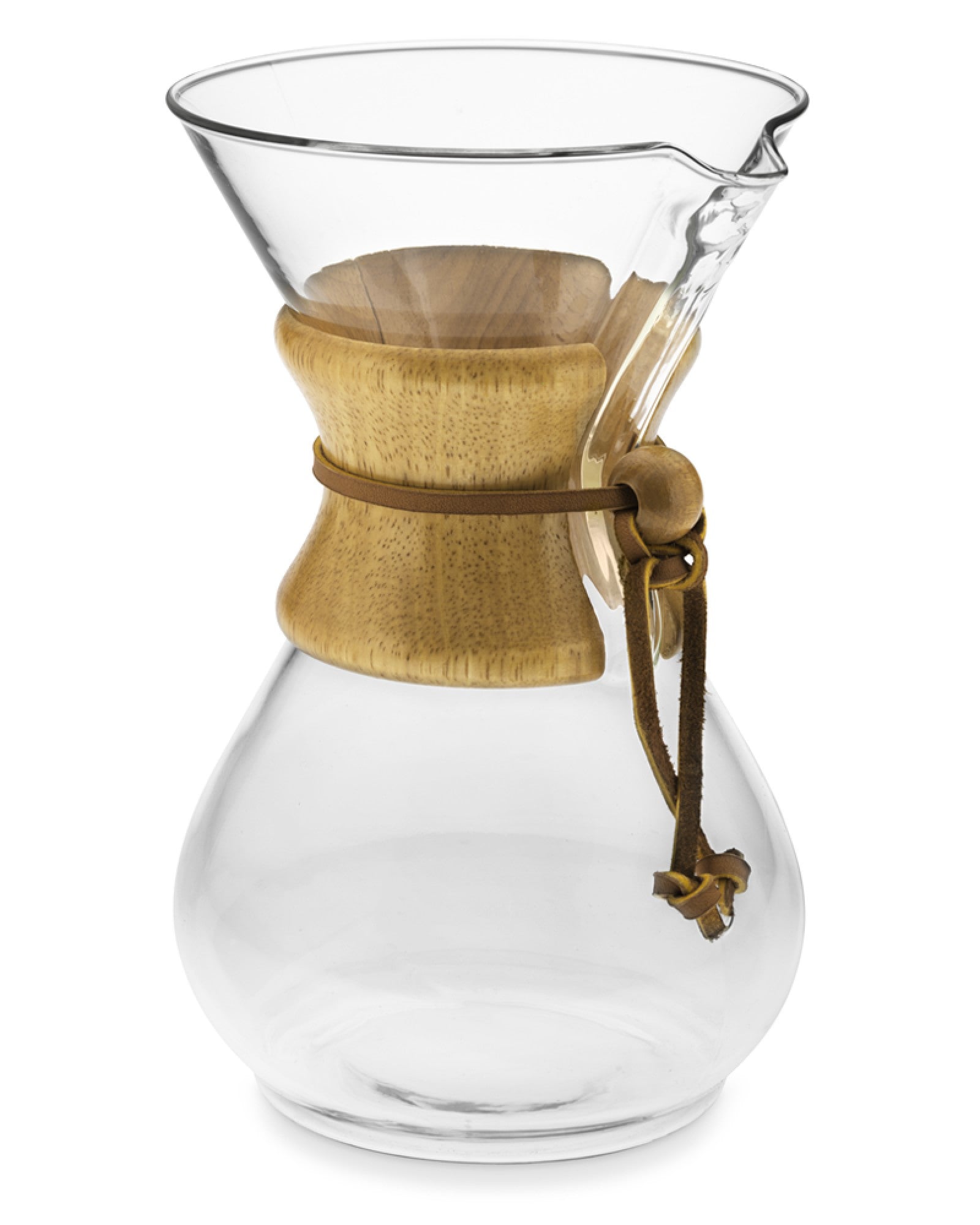 6-Cup Pour-Over Glass Coffee Maker with Wood Collar