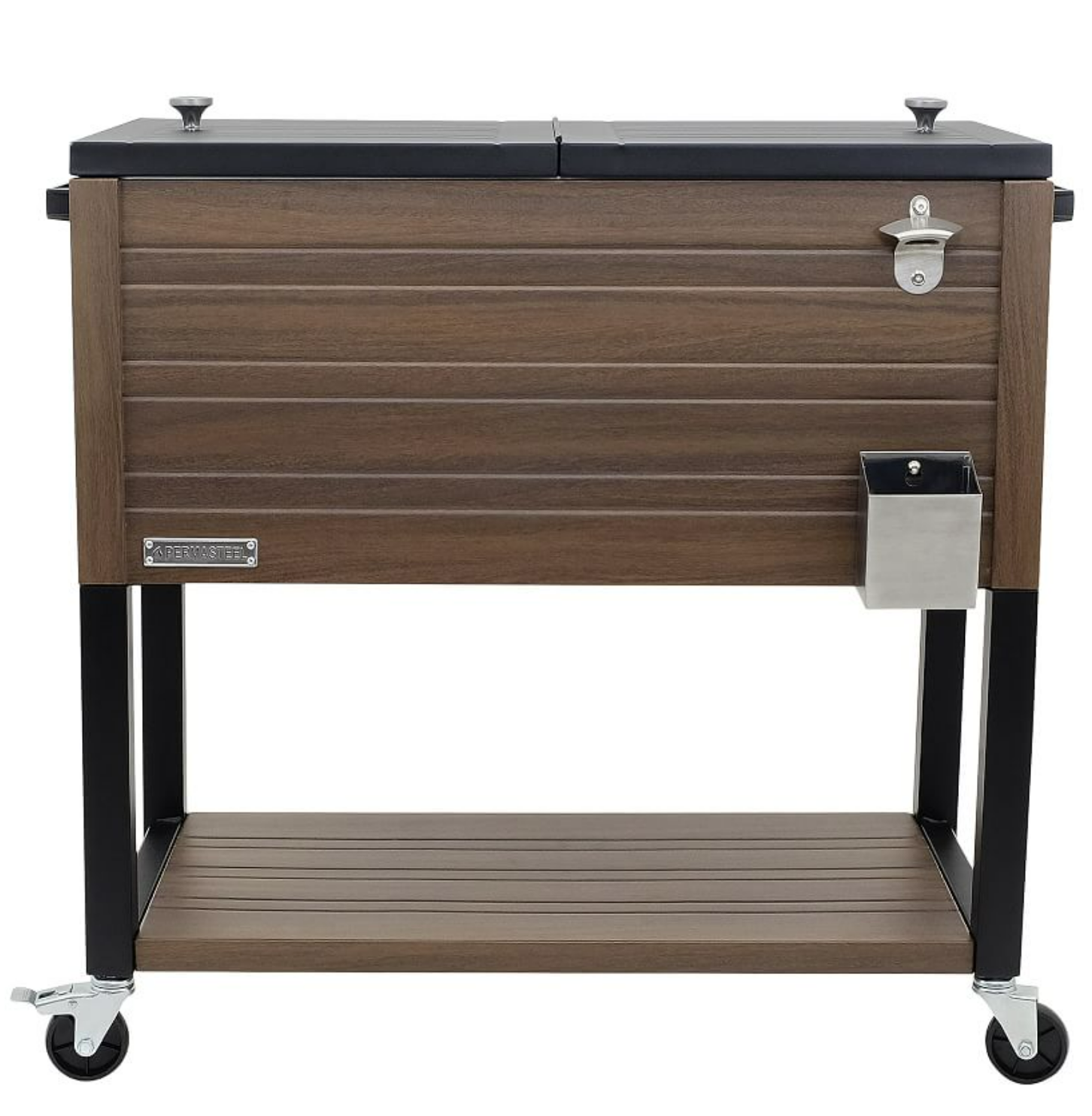 Wood Grain Stand-Up Cooler with Bottle Opener