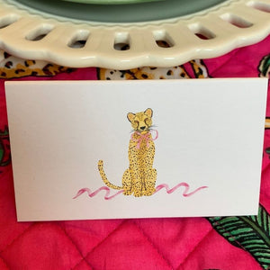Leopard with Pink Bow Place Cards
