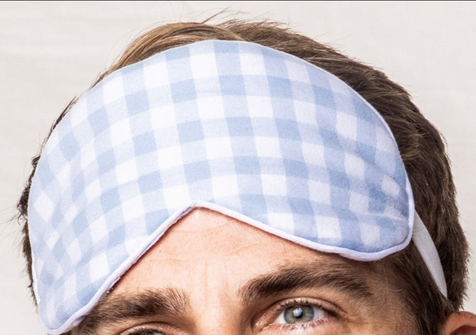 Adult Light Blue Gingham Eye Mask