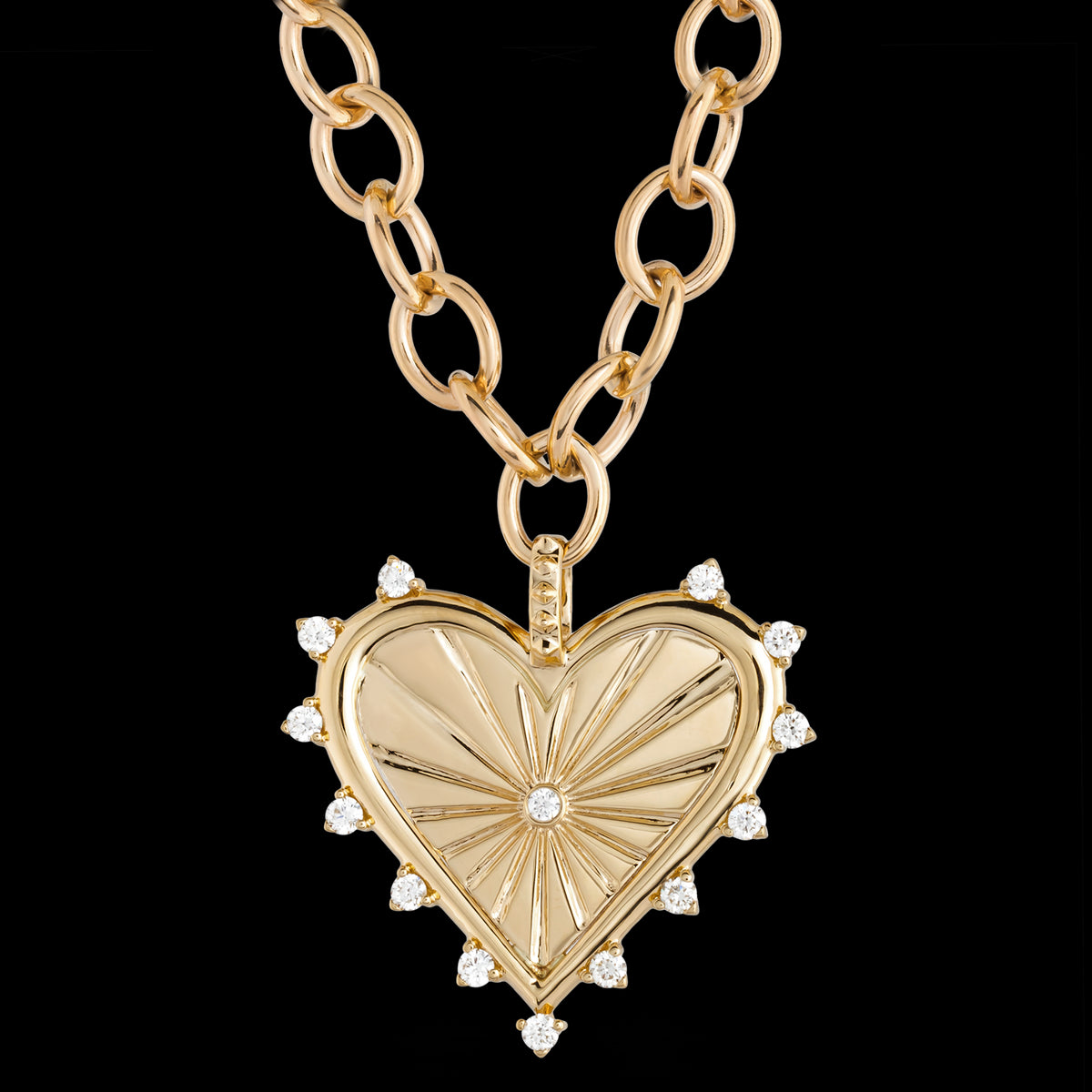 Spiked Heart Necklace with Chain