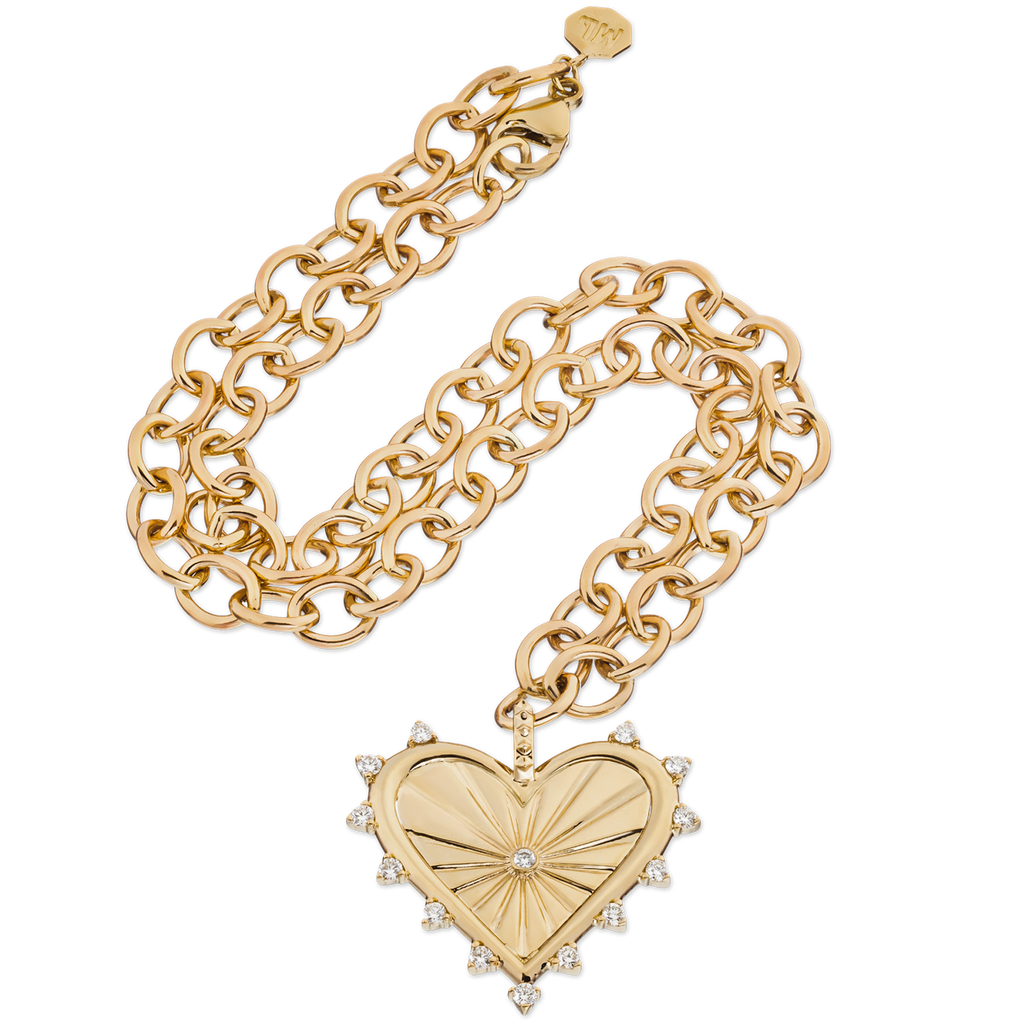 Spiked Heart Necklace with Chain